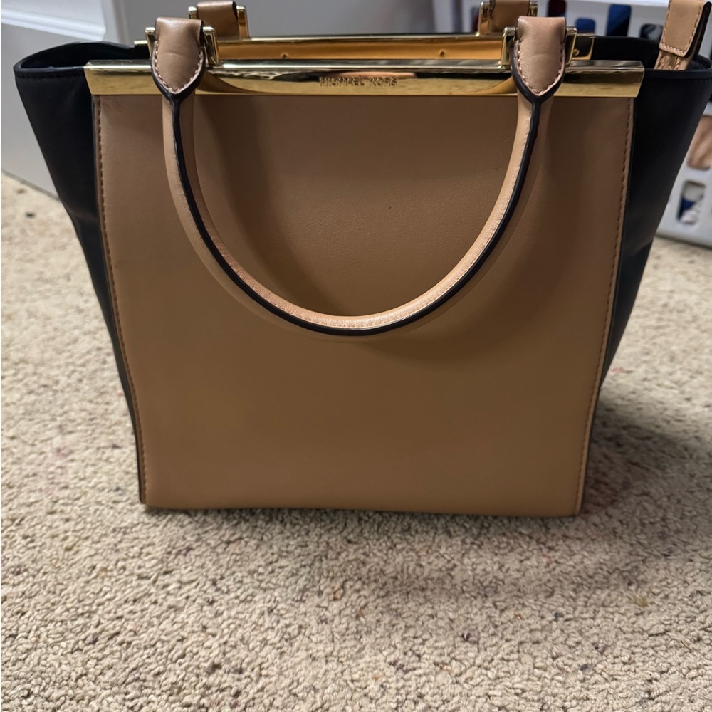 Michael Kors Black and Tan Tote Bag